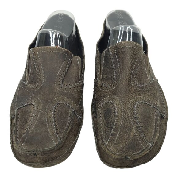 Bed Stu Distressed Leather Stitched Driving Mocs Mens 12 Gray Slip On Loafer - Picture 14 of 16